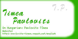 timea pavlovits business card
